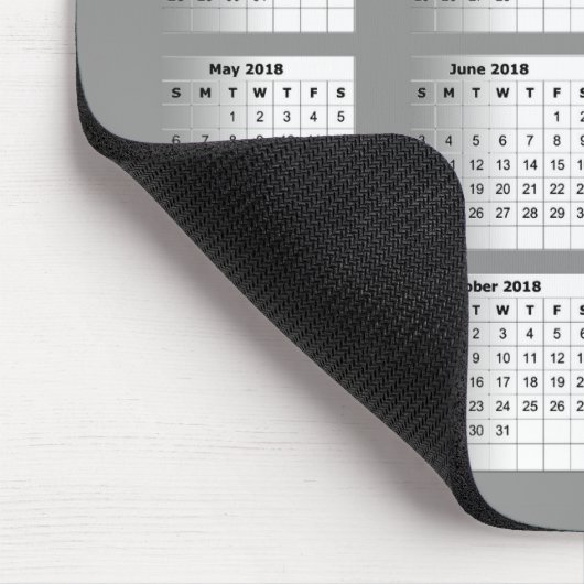 Mousepad-Kalender 2018 Mousepad (Ecke)