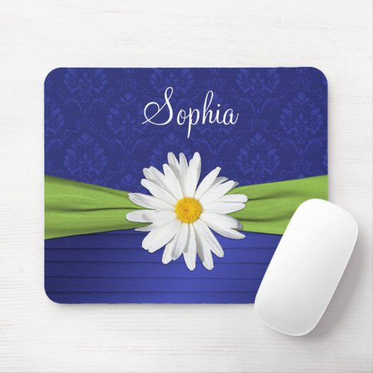 Mousepad Limon, weiß und Royal Blue Damask (Mit Mouse)