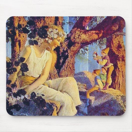 Mousepad: Mädchen mit Elfen - von Maxfield Parrish Mousepad (Vorne)