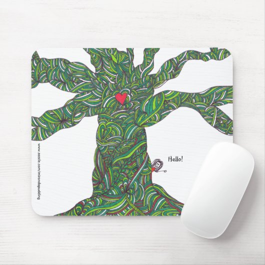 Mousepad mit Baum und Charakter 'hello (Mit Mouse)