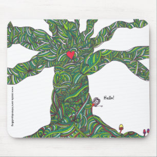 Mousepad mit Baum und Charakter 'hello