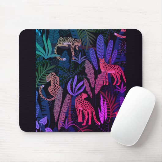 Mousepad mit bunten Geparden im Dschungel (Mit Mouse)