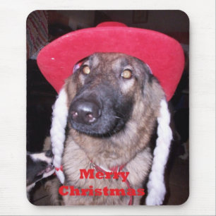 Mousepad mit deutschem Schäferhund in Weihnachtshu