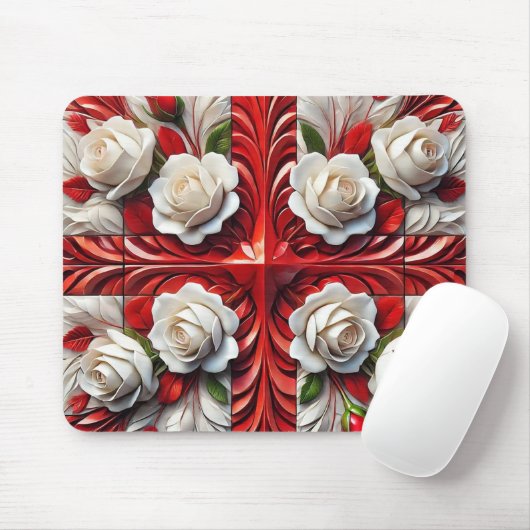 Mousepad mit englischer Rose Design (Mit Mouse)