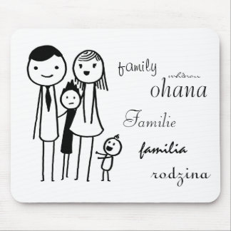 Mousepad mit "Familie" in den verschiedenen