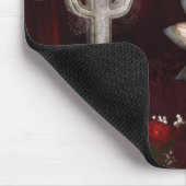 Mousepad mit Goth Fee, Kreuz, Schädeln u. Rosen (Ecke)