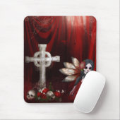 Mousepad mit Goth Fee, Kreuz, Schädeln u. Rosen (Mit Mouse)