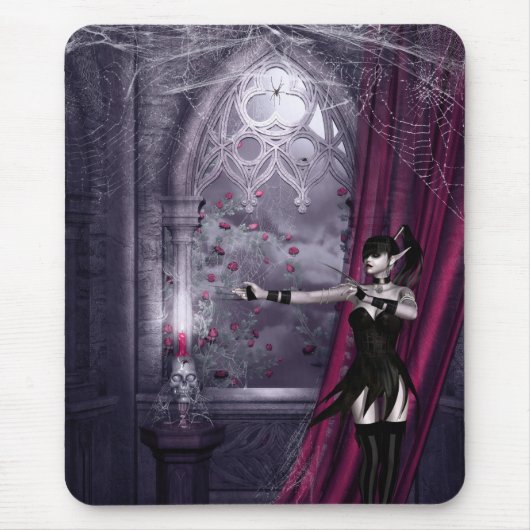 Mousepad mit Gothic Fantasy Girl im Spooky Room (Vorne)