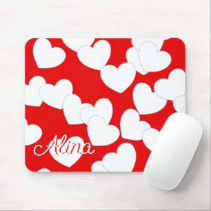 Mousepad mit Individuelle Name, rot und weiß