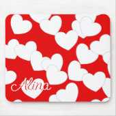 Mousepad mit Individuelle Name, rot und weiß (Vorne)