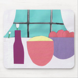 Mousepad mit Küchenfenster und Kisten