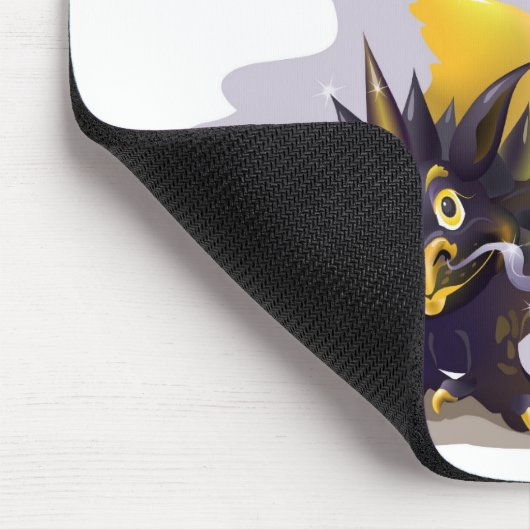 Mousepad mit lustigem schwarzem Drachebild (Ecke)