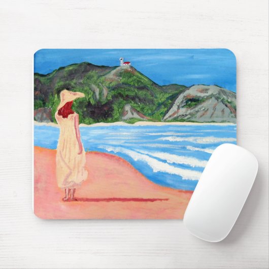 Mousepad mit Malerei von Dame auf Strand (Mit Mouse)