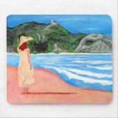 Mousepad mit Malerei von Dame auf Strand (Vorne)