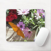 mousepad mit orange Schmetterling und Blumen (Mit Mouse)