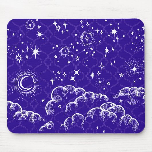 Mousepad "Moon and Stars" (blau) (Vorne)