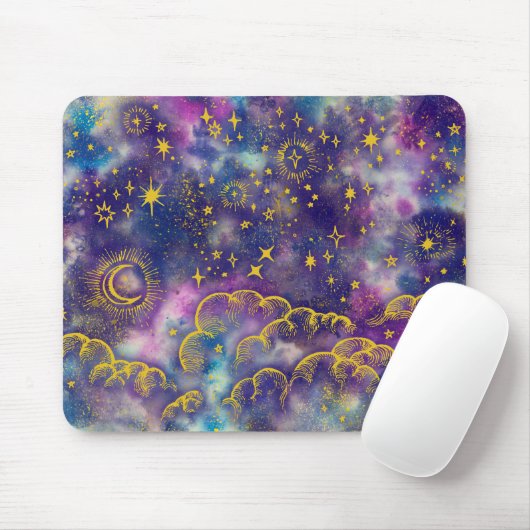 Mousepad "Moon and Stars" (Goldfarben) (Mit Mouse)