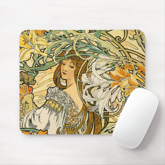Mousepad: Mucha - Blume Mousepad (Mit Mouse)