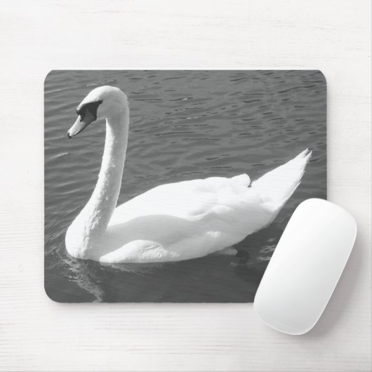 Mousepad oder Mousemat - Swan in Schwarz & Weiß (Mit Mouse)