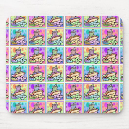 Mousepad - Pop Art Hot Dog mit Chips und einem Dri (Vorne)