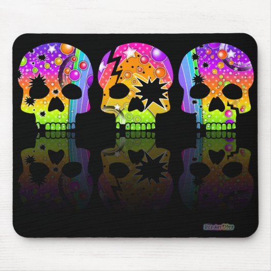 Mousepad - POP ART SKULLS (Vorne)