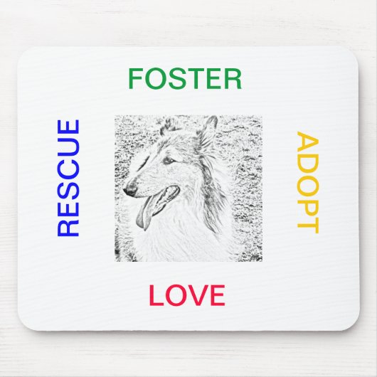 Mousepad - Rettung, adoptieren, Pflege, Liebe (Vorne)