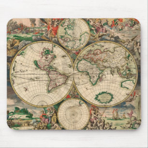 Mousepad Vintage Weltkarte 1689