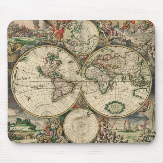 Mousepad Vintage Weltkarte 1689 (Vorne)
