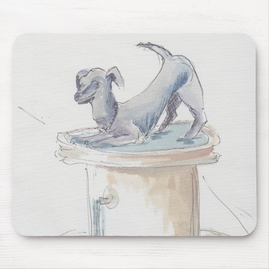 Mousepad Watercolor Sketch "Dog Fountain London" (Vorne)