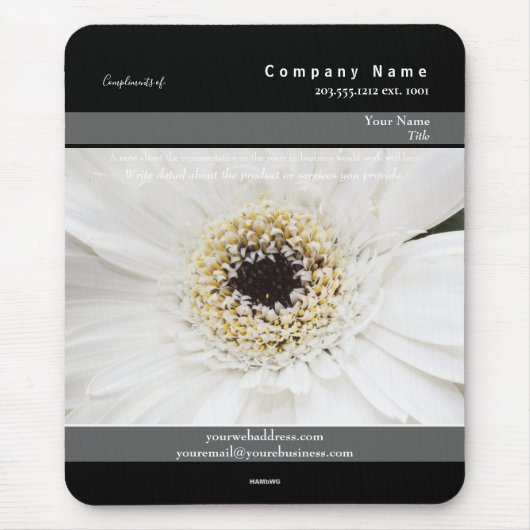 Mousepad White Blume Theme - HAMbyWG (Vorne)