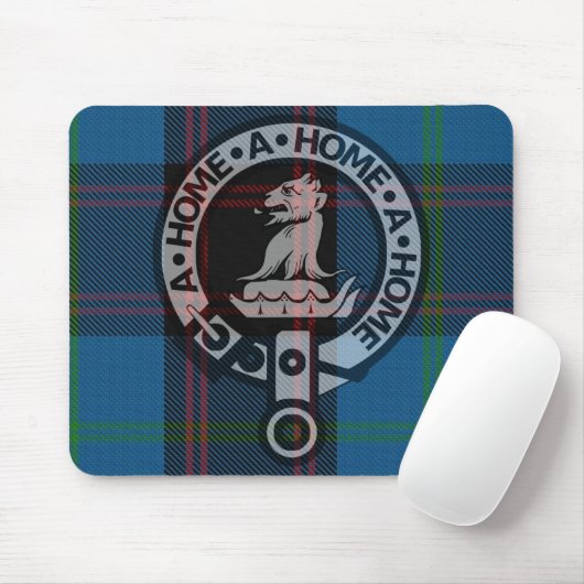 Mousepad with Clan Home Crest and Ancient Tartan (Mit Mouse)