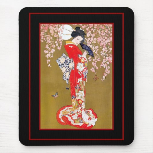 Mousepads Art Japanese Geisha Lady Vintage Poster (Vorne)