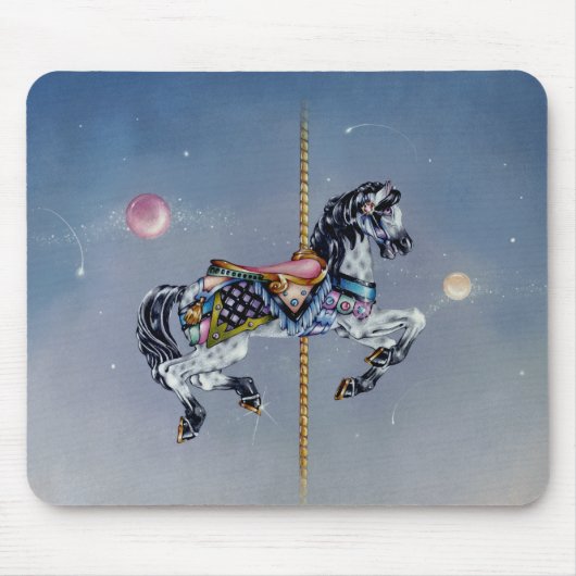 Mousepads - graues Stuten-Karussell-Pferd (Vorne)