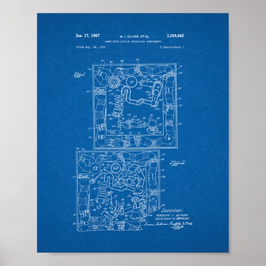 Mousetrap Board Game Patent - Blueprint Poster (Vorne)