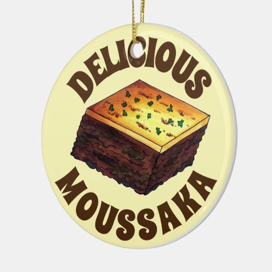 Moussaka Griechisch Mittelmeer Food Eggplant Potat Keramik Ornament (Links)