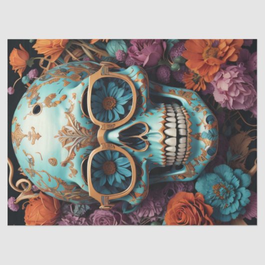 Mousseline Blume Skull Paper v2- Hygienepapier Seidenpapier (Vorderseite)