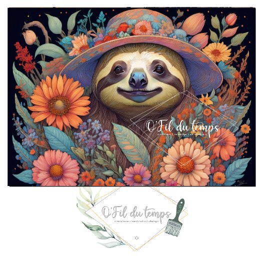 Mousseline Cute Sloth & Flower Hat v5 Tissue Paper Seidenpapier