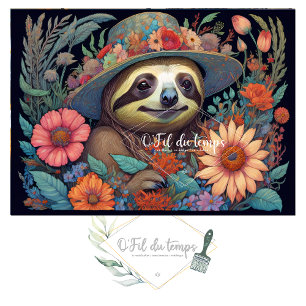 Mousseline Cute Sloth & Flower Hat v6 Tissue Paper Seidenpapier
