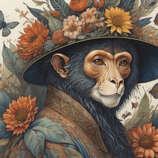 Mousseline Flower Hat Monkey chimp v5 Tissue paper Seidenpapier