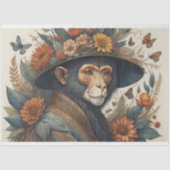 Mousseline Flower Hat Monkey chimp v5 Tissue paper Seidenpapier (Vorderseite)