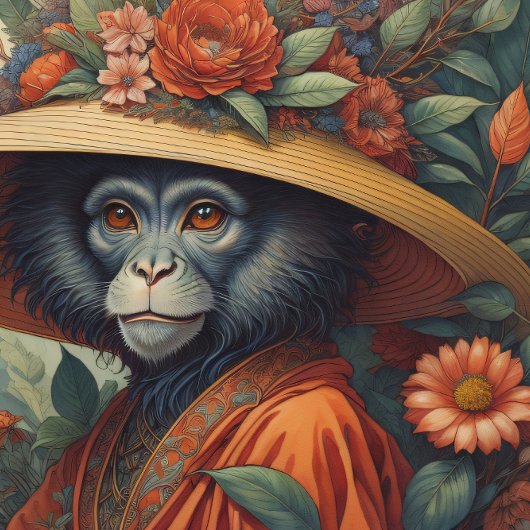 Mousseline Flower Hat Monkey chimp v6 Tissue paper Seidenpapier