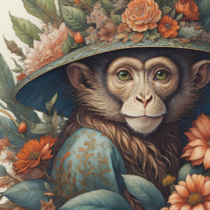 Mousseline Flower Hat Monkey chimp v9 Tissue paper Seidenpapier