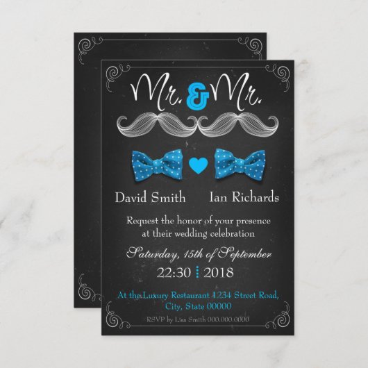 Moustache and bow for Herr and Herr Einladung (Vorne/Hinten)