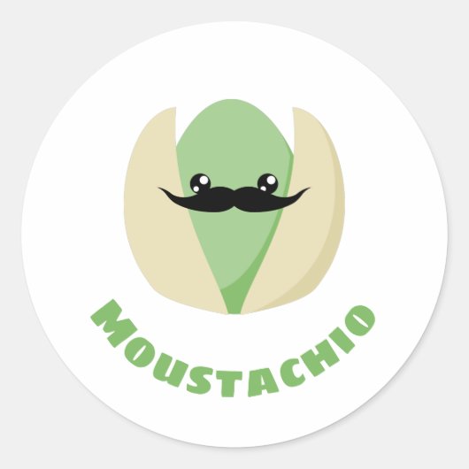 Moustachio Runder Aufkleber (Vorderseite)
