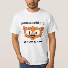 moustachio'd Humorreser Cartoon Mustache Cat T-Shirt