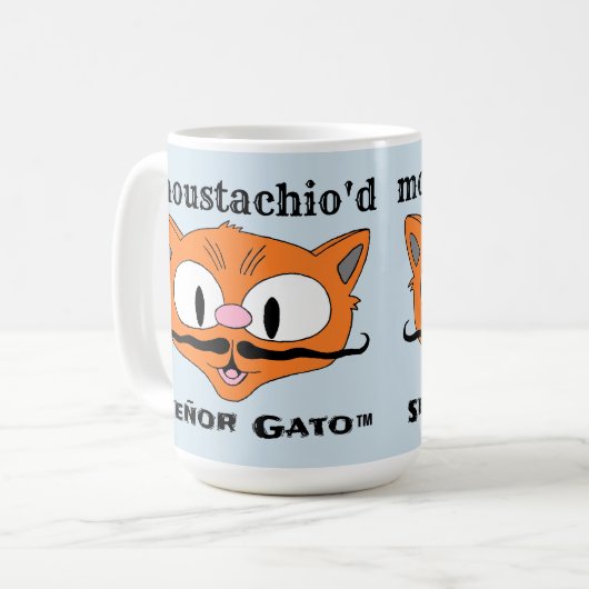 "moustachio'd" Señor Gato handlebar mustache cat Kaffeetasse (Vorderseite Links)