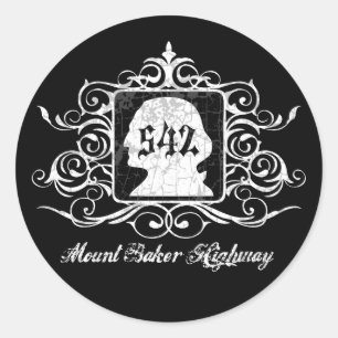 Mout Baker Highway - grungy Runder Aufkleber