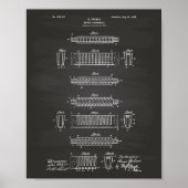 Mouth Harmonica 1900 Patent Art Chalkboard Poster (Vorne)