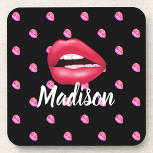 Mouth Lipstick Makeup Beauty Custom Personalisiert Getränkeuntersetzer