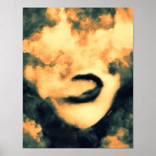 Mouth Smoke Vape Grunge Poster